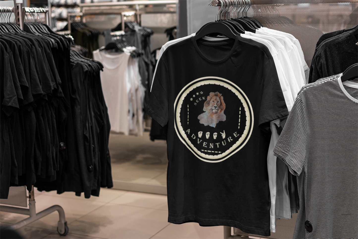 Watercolor Lion T-Shirt – ASL Sign Language, Safari Vibes & Seek Adventure Style