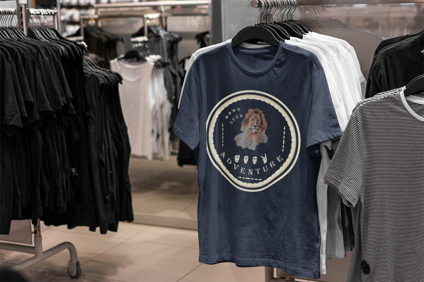 Watercolor Lion T-Shirt – ASL Sign Language, Safari Vibes & Seek Adventure Style