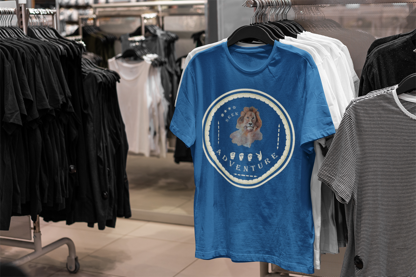 Watercolor Lion T-Shirt – ASL Sign Language, Safari Vibes & Seek Adventure Style