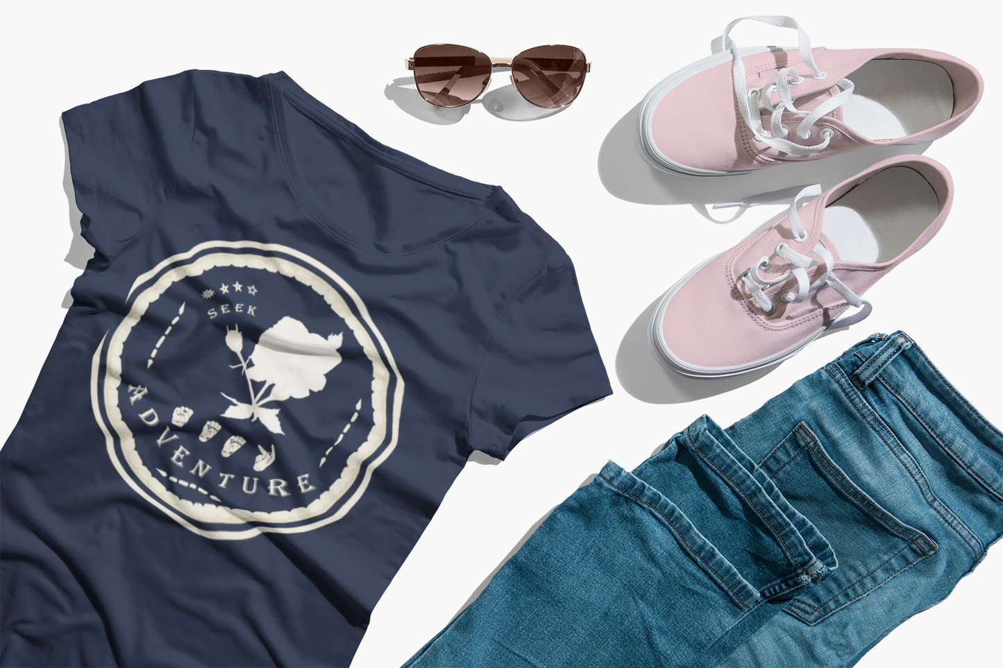 Watercolor White Rose T-Shirt – ASL Sign Language, Safari Vibes & Seek Adventure Style