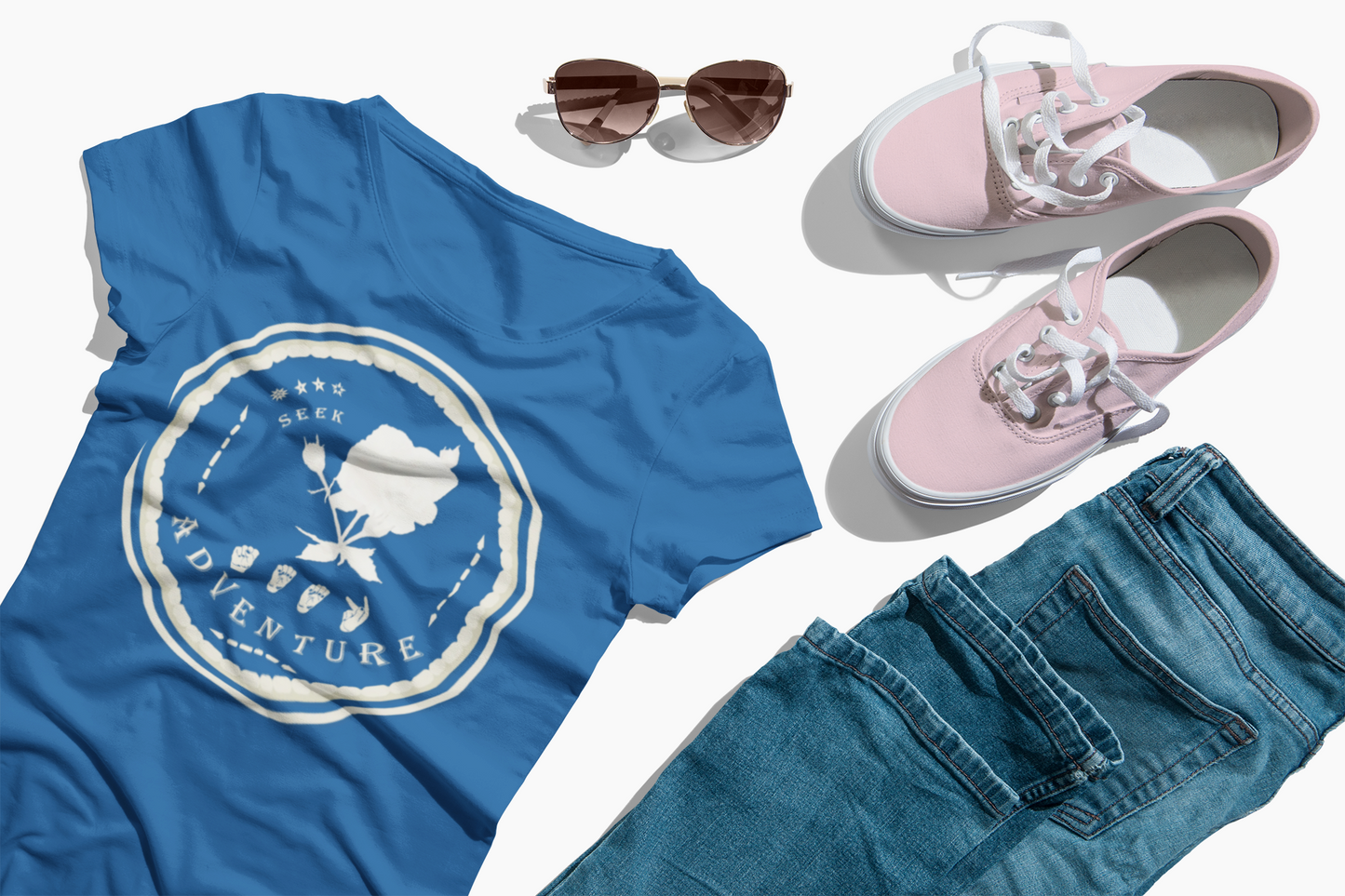 Watercolor White Rose T-Shirt – ASL Sign Language, Safari Vibes & Seek Adventure Style