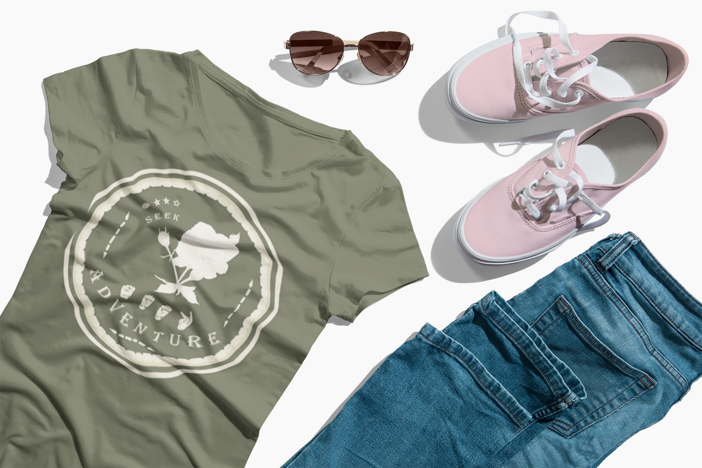 Watercolor White Rose T-Shirt – ASL Sign Language, Safari Vibes & Seek Adventure Style