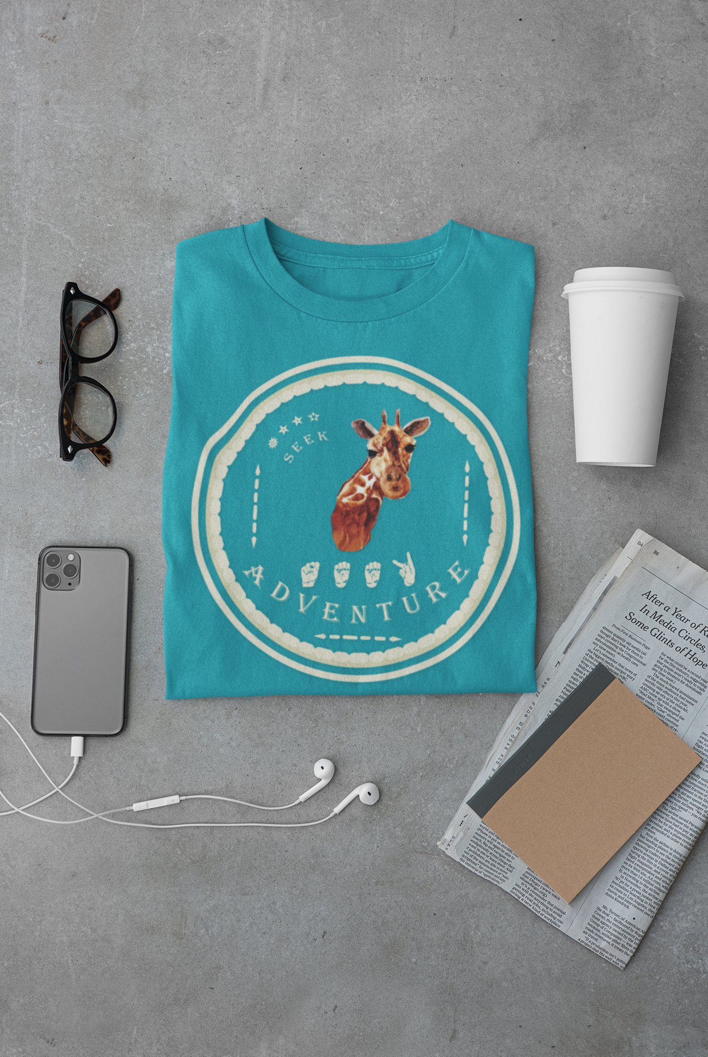 Watercolor Giraffe T-Shirt – ASL Sign Language, Safari Vibes & Seek Adventure Style