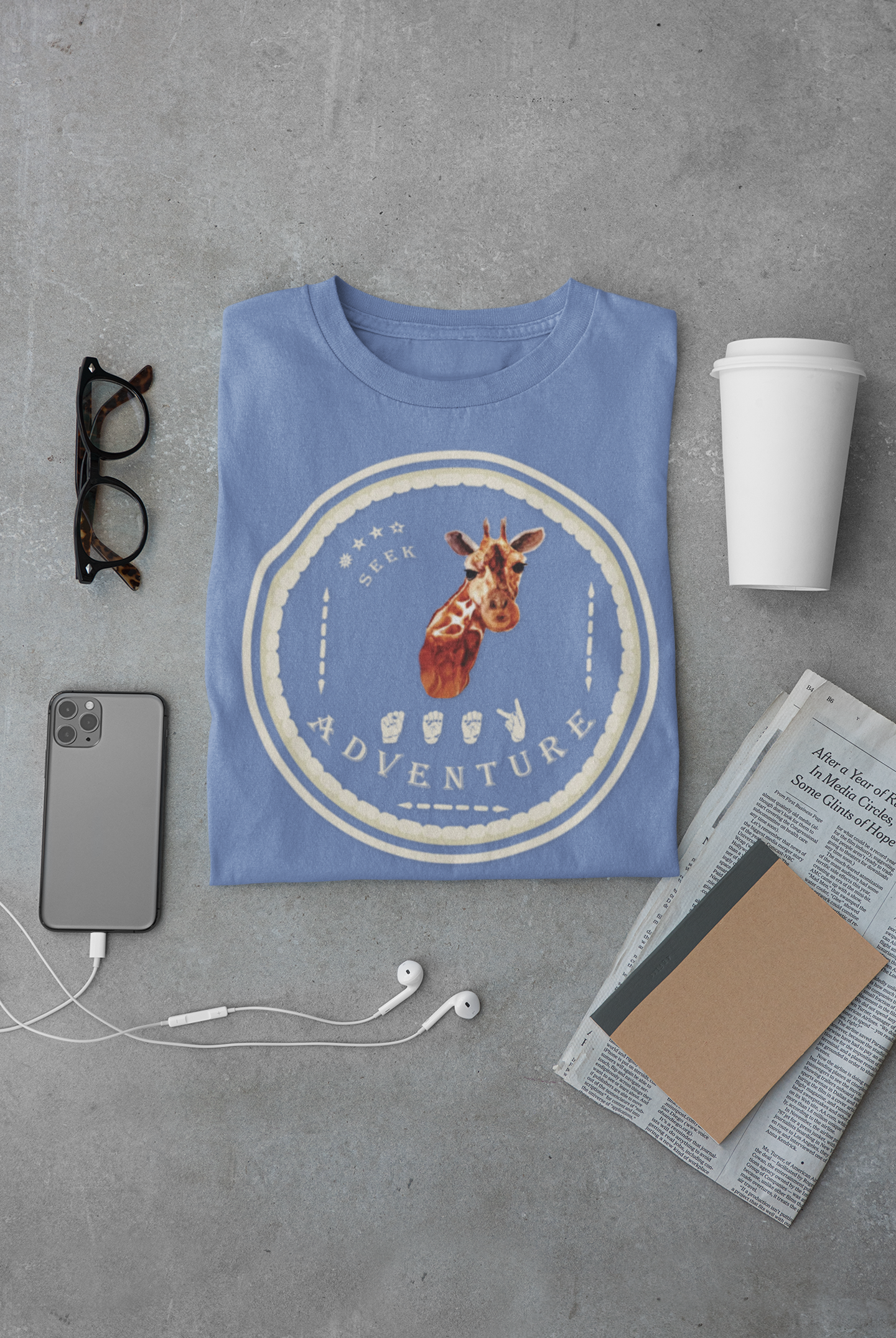 Watercolor Giraffe T-Shirt – ASL Sign Language, Safari Vibes & Seek Adventure Style