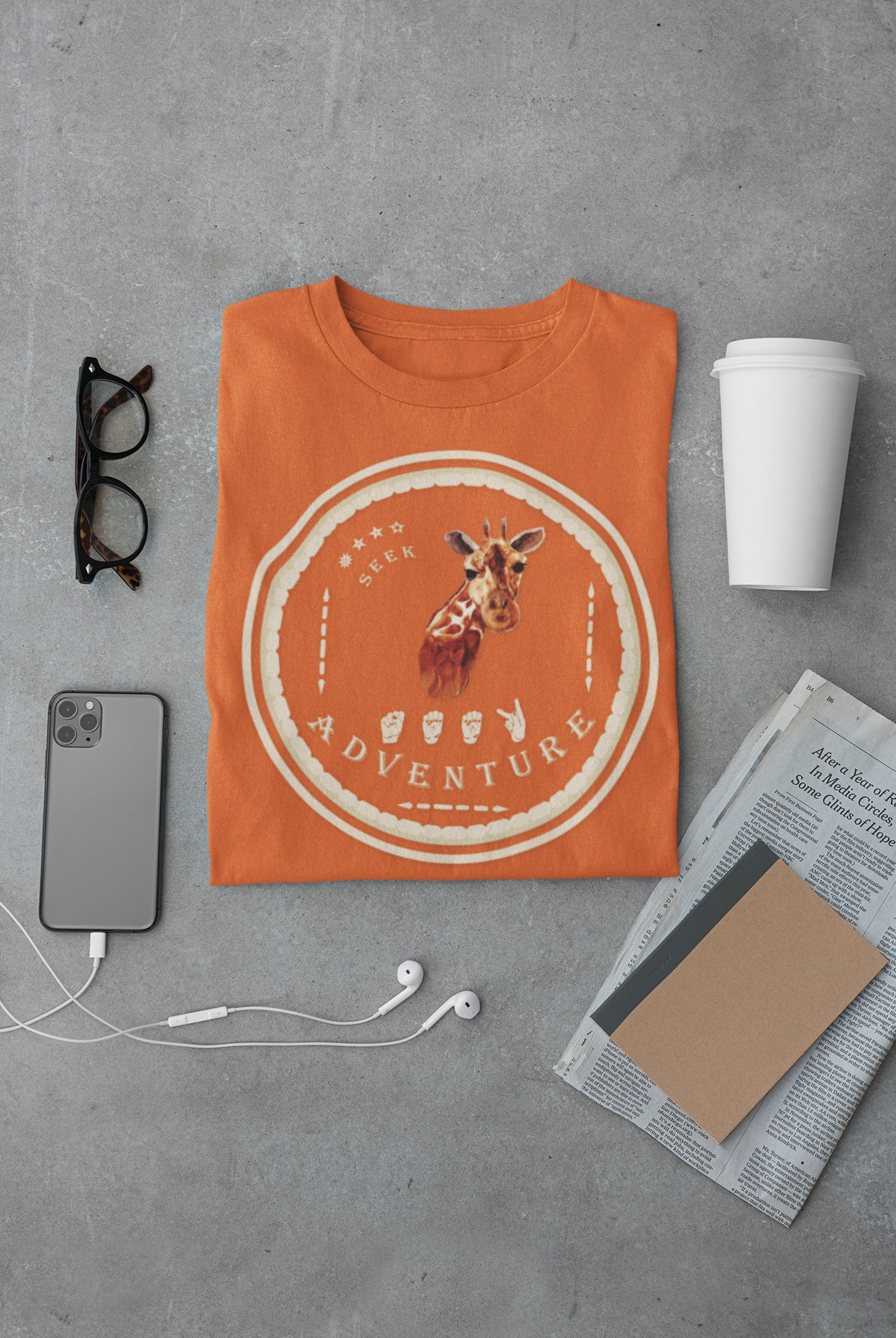 Watercolor Giraffe T-Shirt – ASL Sign Language, Safari Vibes & Seek Adventure Style