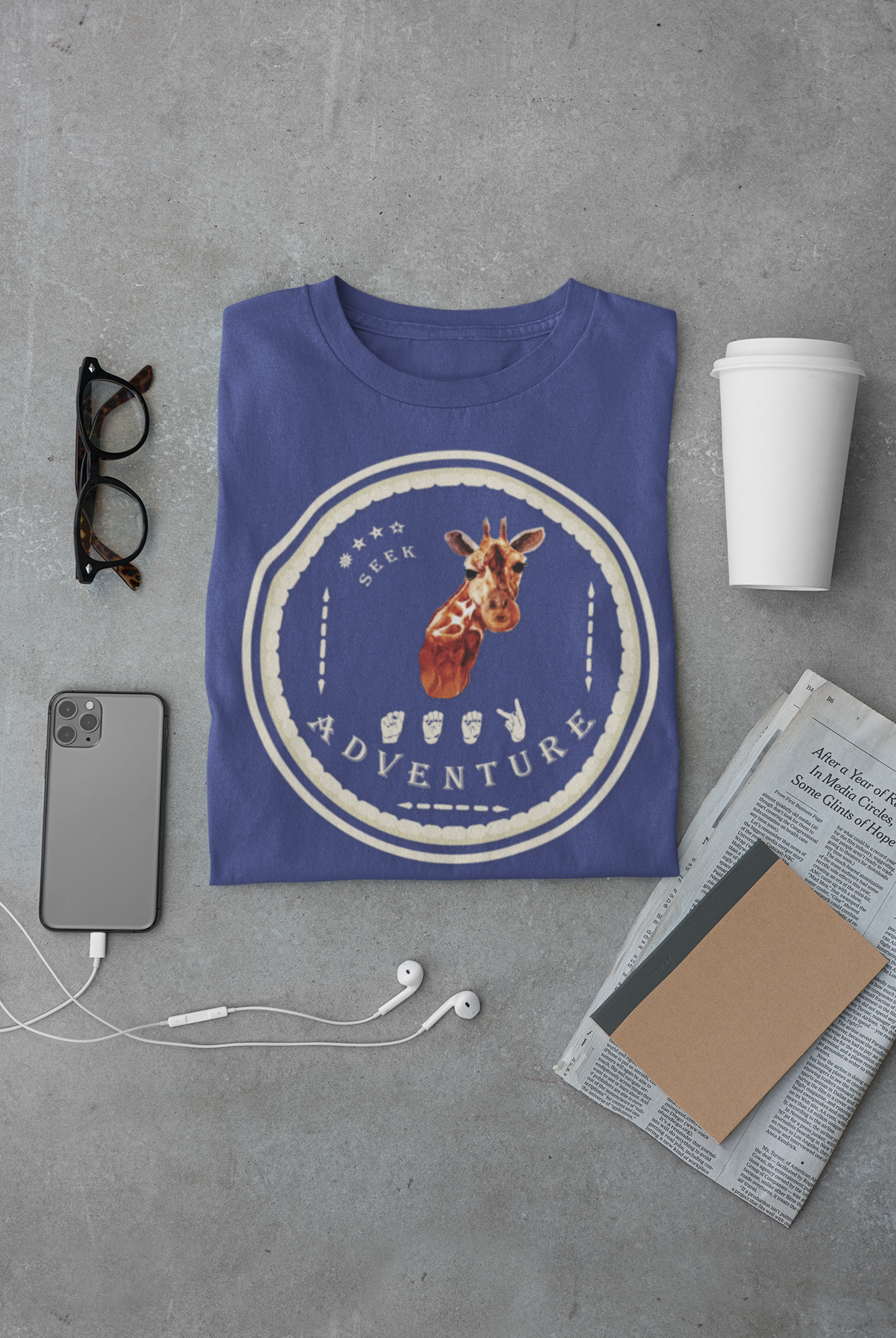 Watercolor Giraffe T-Shirt – ASL Sign Language, Safari Vibes & Seek Adventure Style