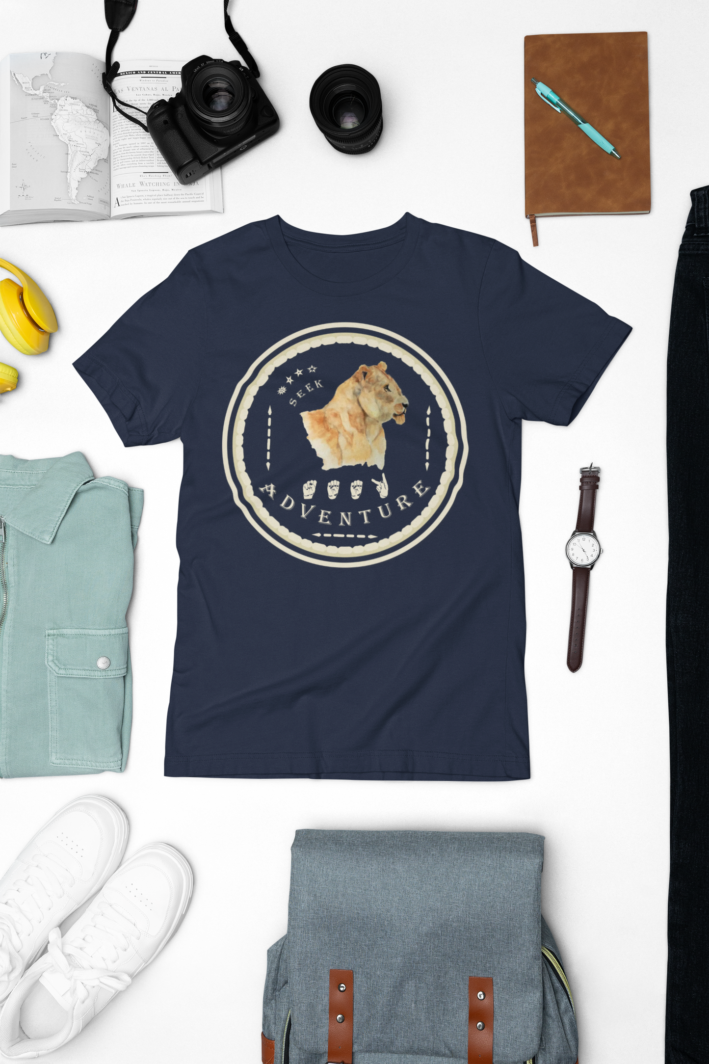 Watercolor Lioness T-Shirt – ASL Sign Language, Safari Vibes & Seek Adventure Style