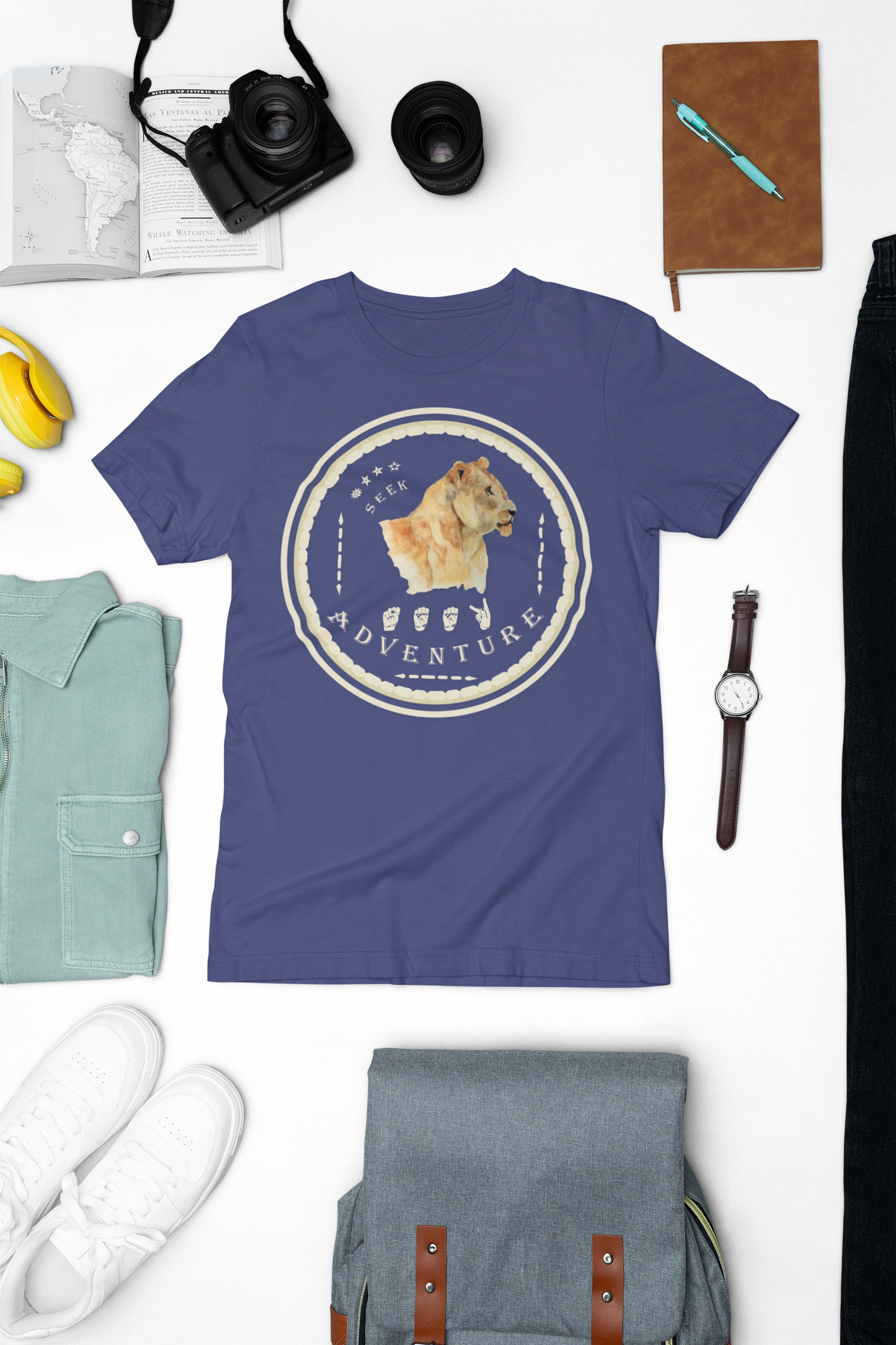 Watercolor Lioness T-Shirt – ASL Sign Language, Safari Vibes & Seek Adventure Style