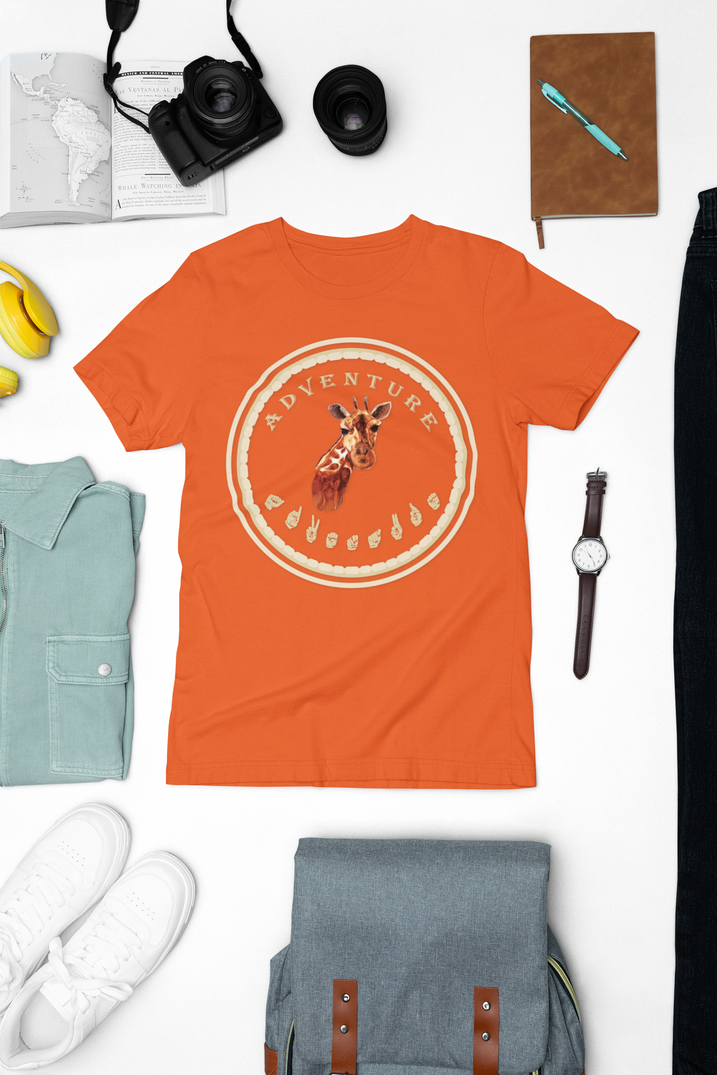 Watercolor Giraffe T-Shirt – ASL Sign Language, Safari Vibes & Adventure Style