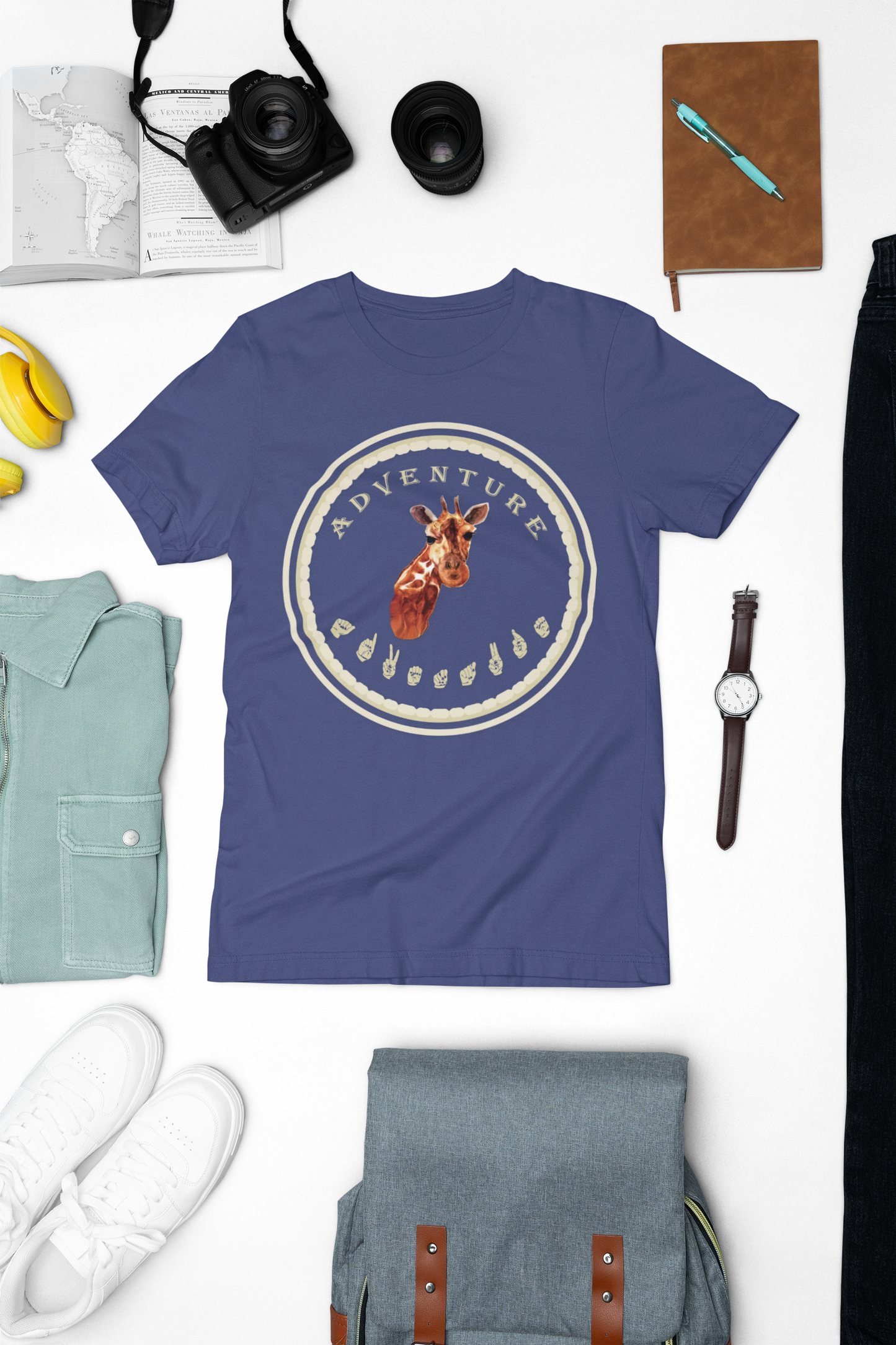 Watercolor Giraffe T-Shirt – ASL Sign Language, Safari Vibes & Adventure Style