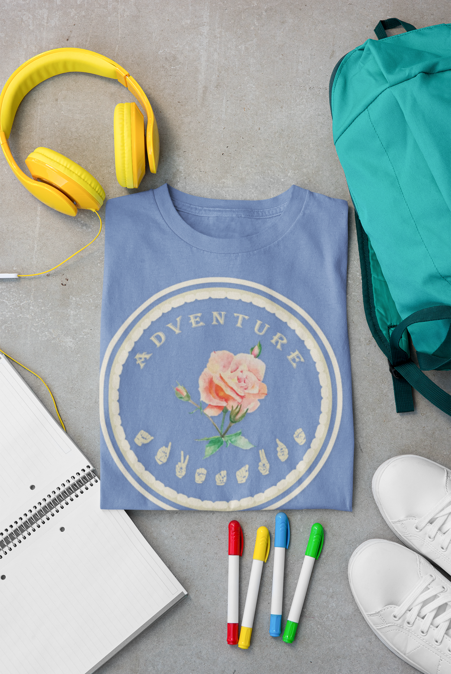 Watercolor Pastel Rose T-Shirt – ASL Sign Language, Safari Vibes & Adventure Style