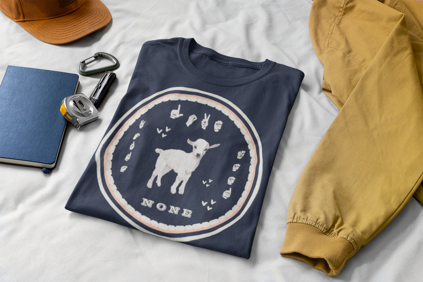 Love needs no words / ASL T-Shirt – White Lamb Design from Original Watercolor Painting