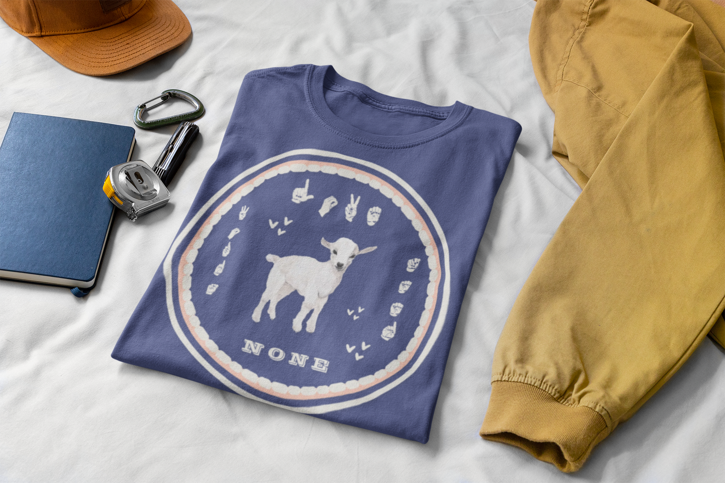 Love needs no words / ASL T-Shirt – White Lamb Design from Original Watercolor Painting