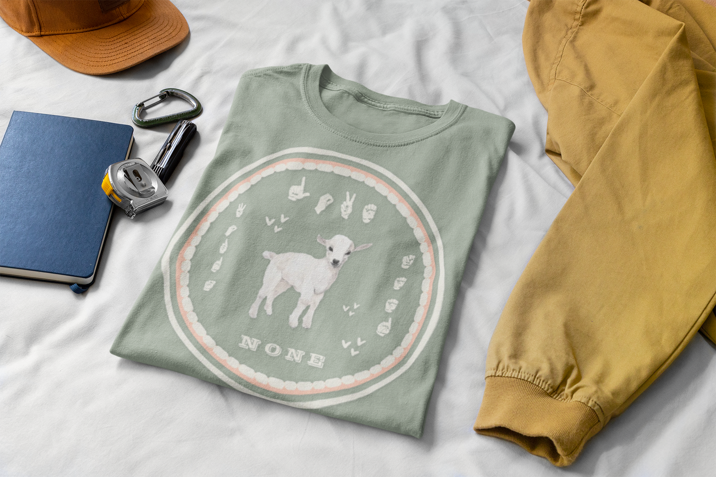 Love needs no words / ASL T-Shirt – White Lamb Design from Original Watercolor Painting