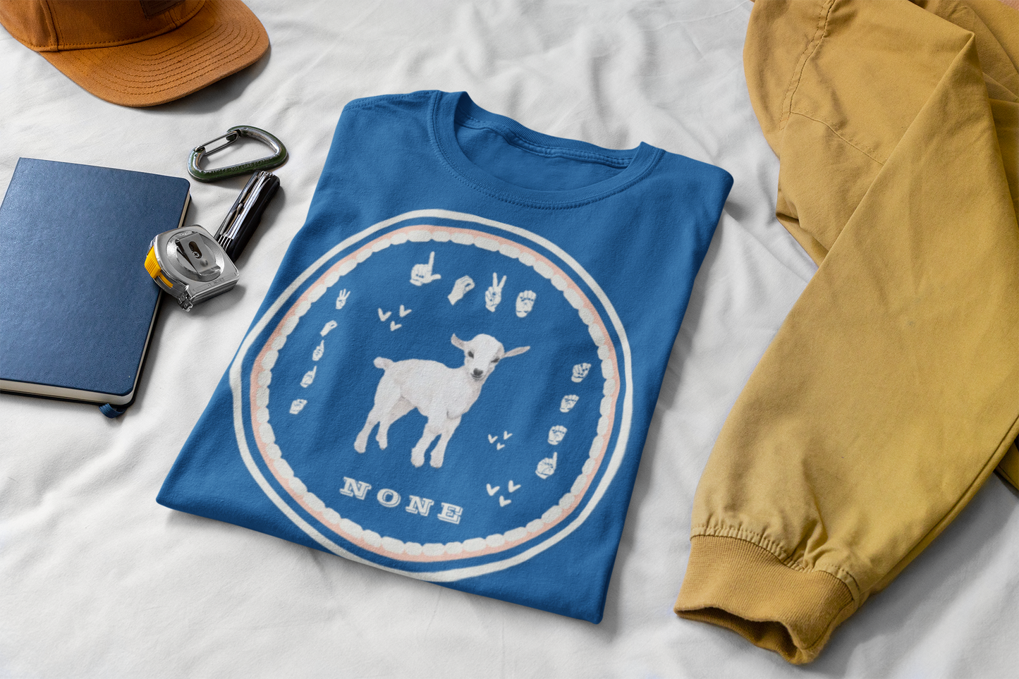 Love needs no words / ASL T-Shirt – White Lamb Design from Original Watercolor Painting