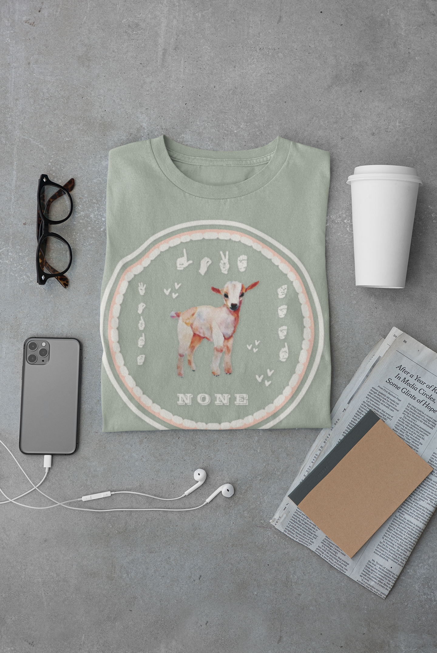 Love needs no words / ASL T-Shirt – Cute Lamb Design from Original Watercolor Painting