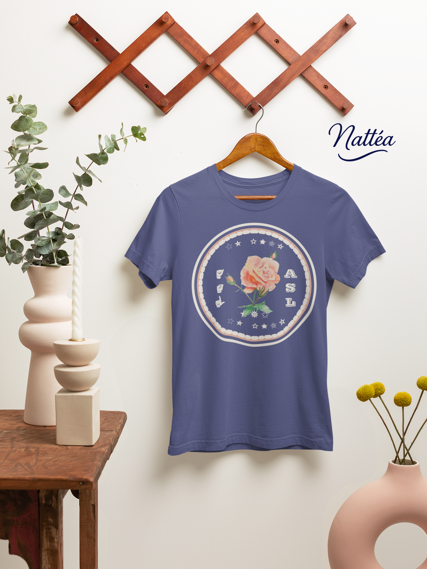 ASL T-Shirt – Pastel Rose Design from Original Art