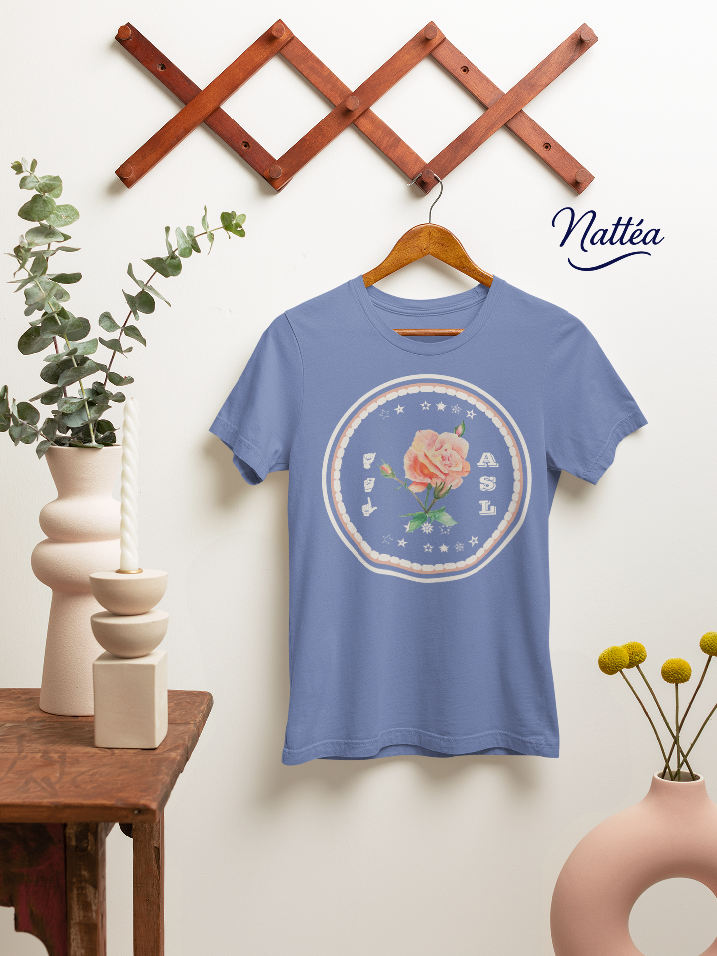 ASL T-Shirt – Pastel Rose Design from Original Art