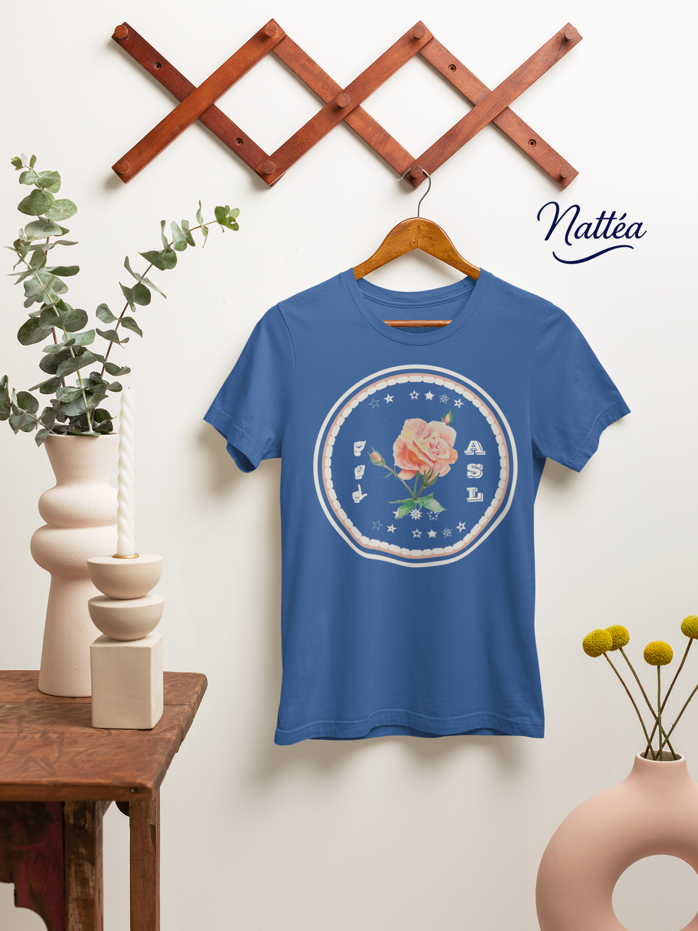 ASL T-Shirt – Pastel Rose Design from Original Art