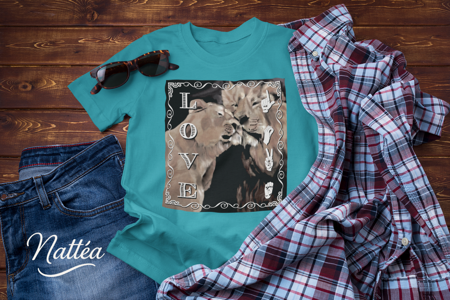 ASL Love T-Shirt – Lion Pair Design from Original Art