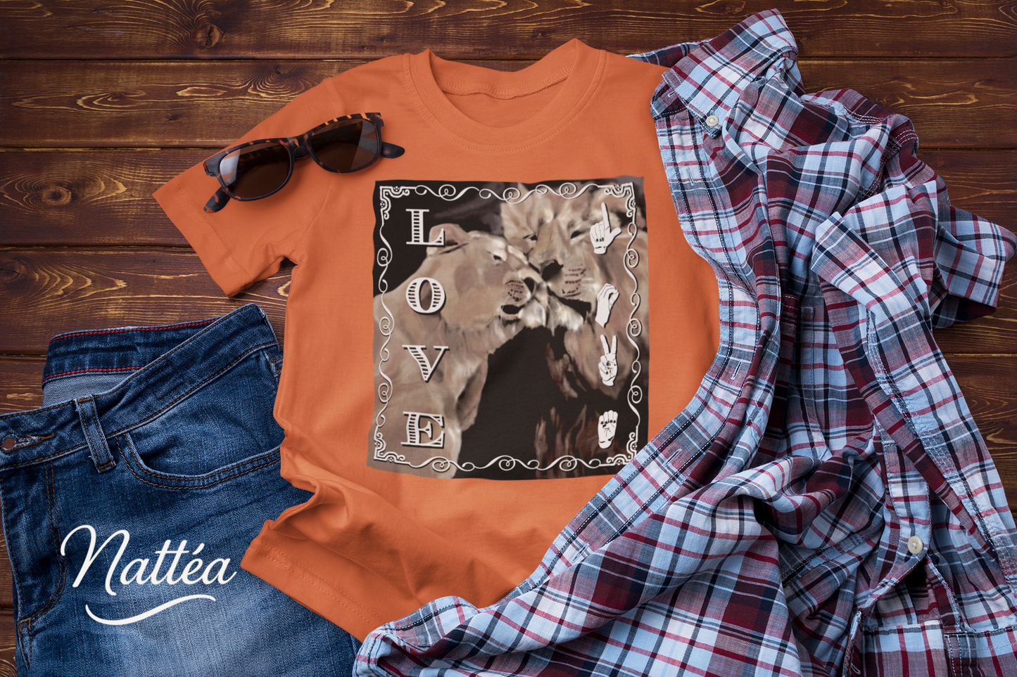 ASL Love T-Shirt – Lion Pair Design from Original Art