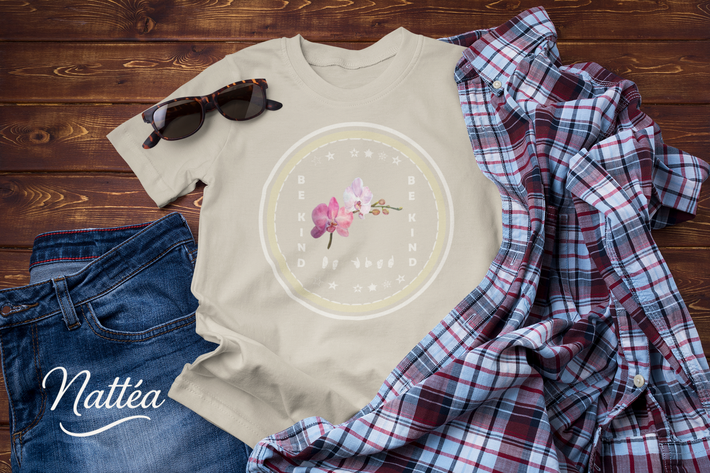 Be Kind ASL T-Shirt –Orchid Design from Original Art