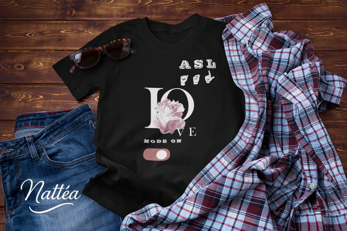 ASL mode on Rose Art Tee Love Style – Inspired by Original Oil Painting