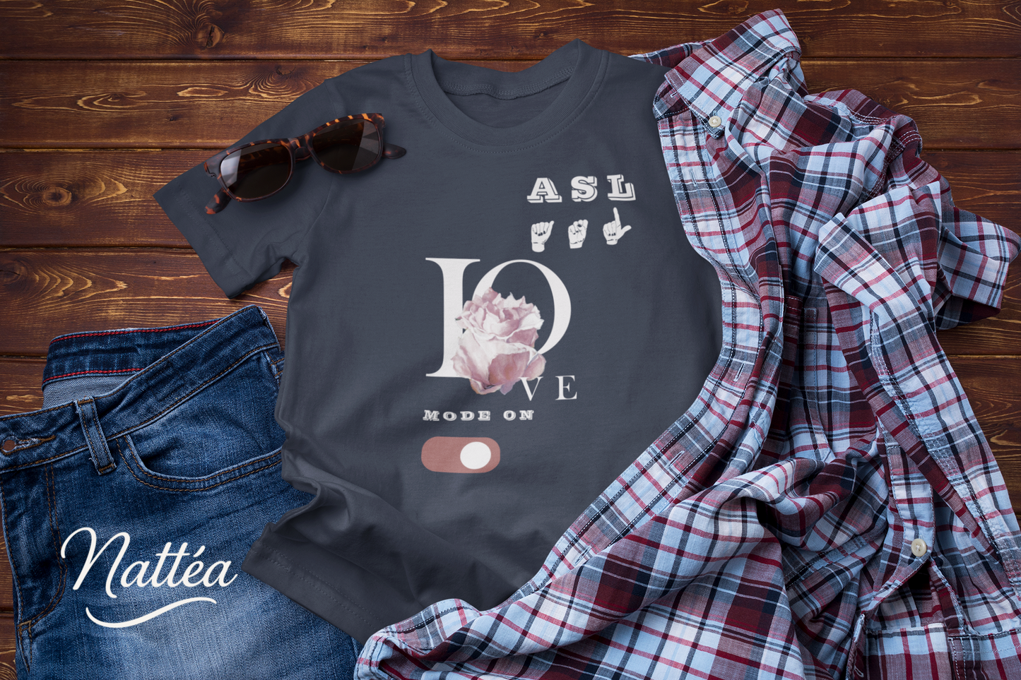 ASL mode on Rose Art Tee Love Style – Inspired by Original Oil Painting