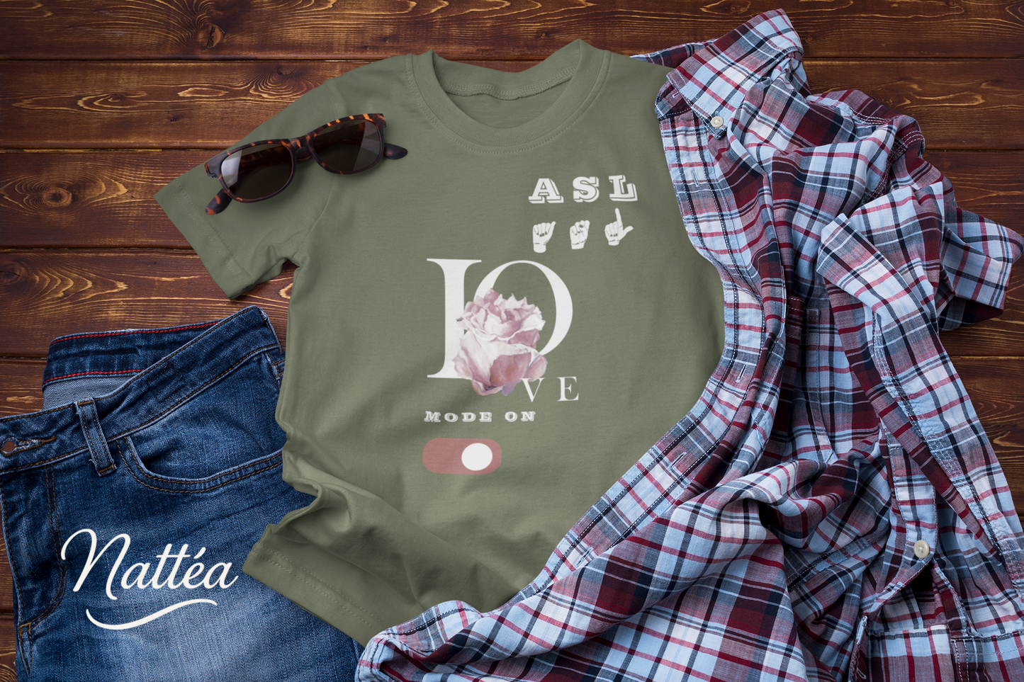ASL mode on Rose Art Tee Love Style – Inspired by Original Oil Painting