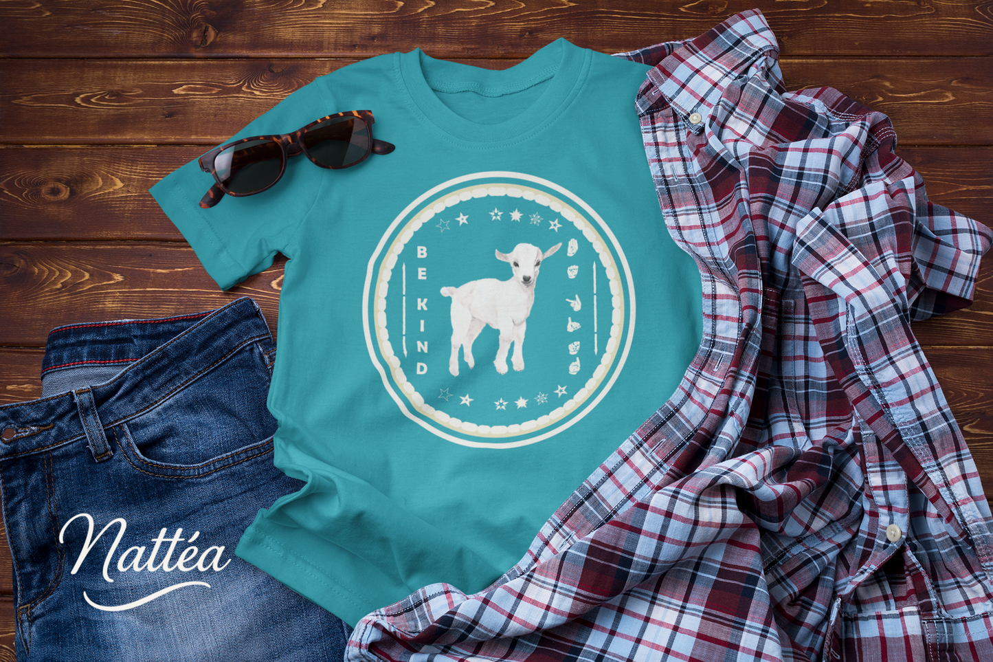 Be Kind ASL T-Shirt – White Lamb Design from Original Art