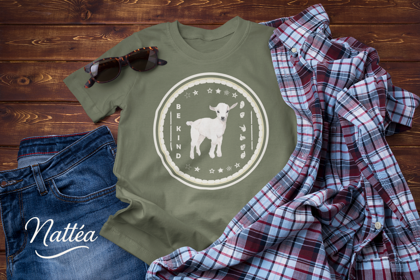 Be Kind ASL T-Shirt – White Lamb Design from Original Art
