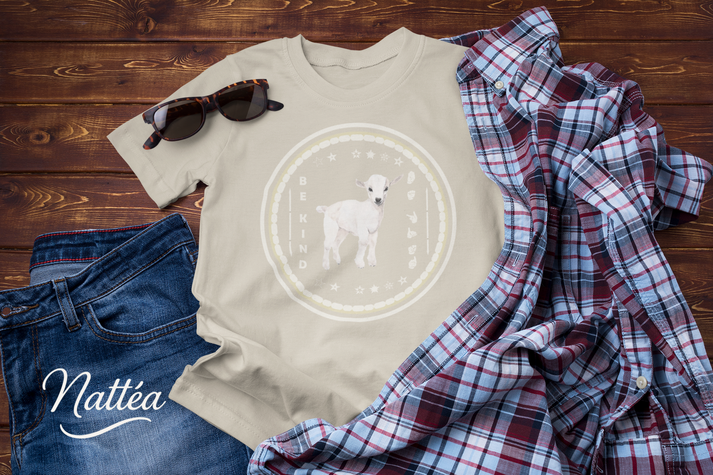 Be Kind ASL T-Shirt – White Lamb Design from Original Art