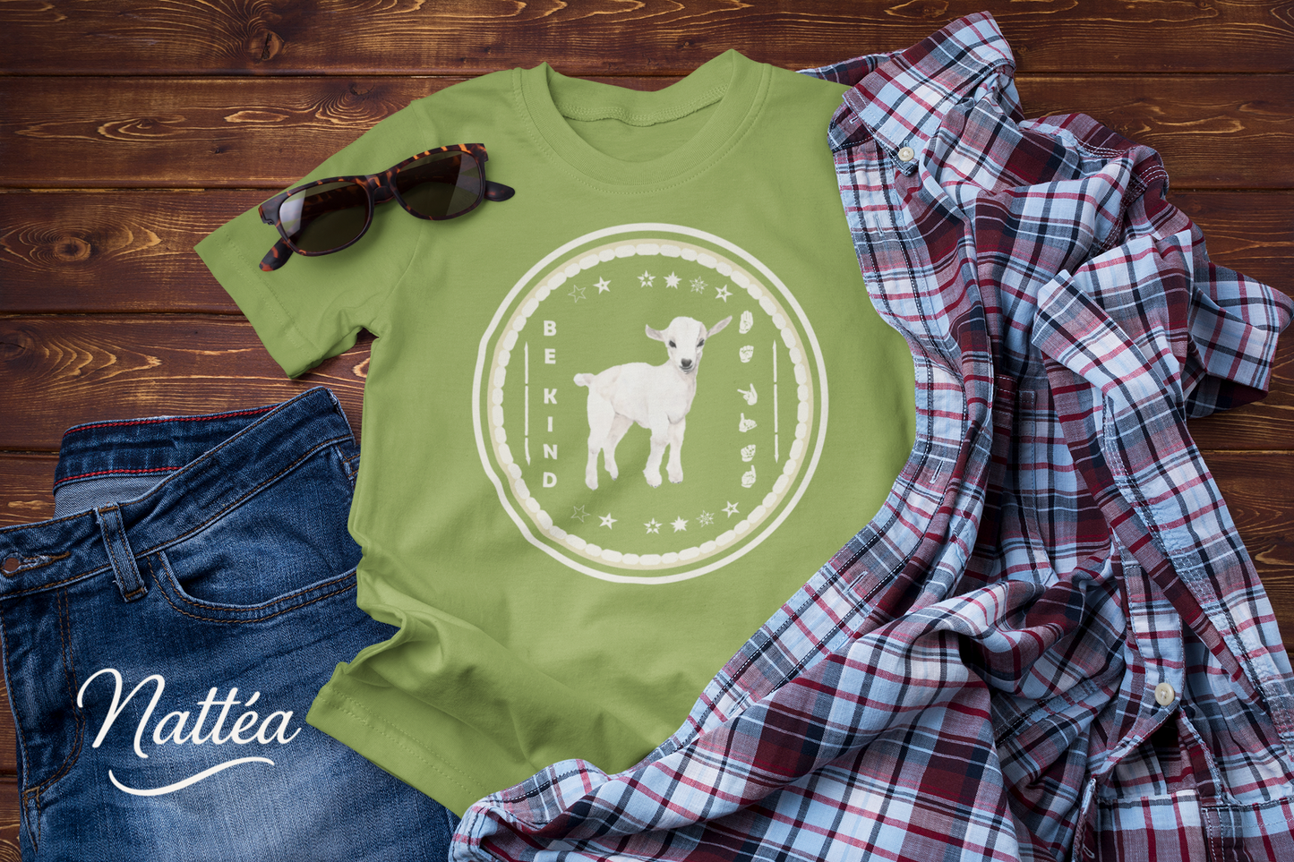 Be Kind ASL T-Shirt – White Lamb Design from Original Art
