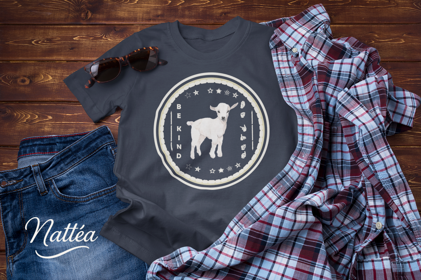 Be Kind ASL T-Shirt – White Lamb Design from Original Art