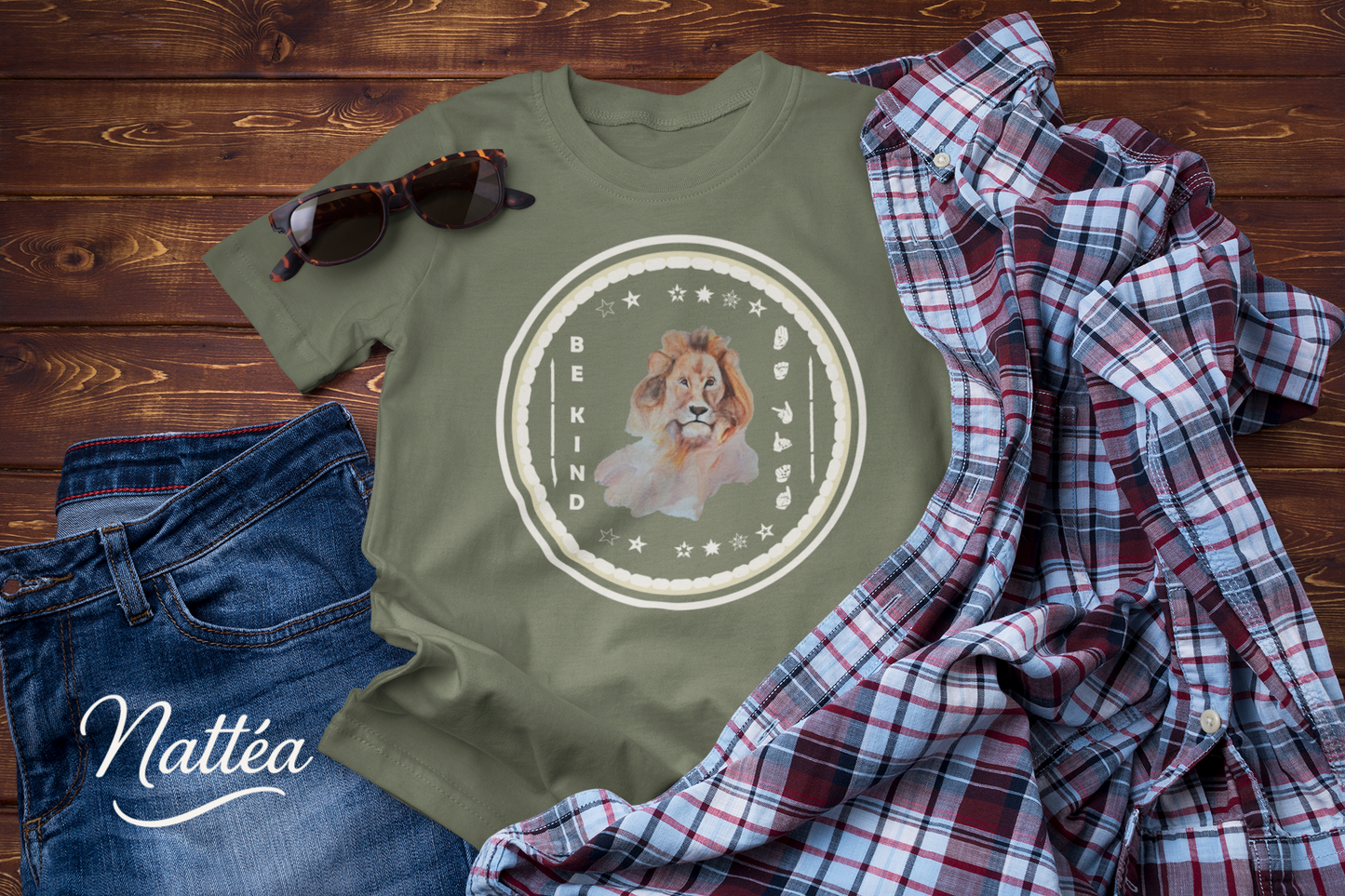 Be Kind ASL T-Shirt – Lion Design from Original Art