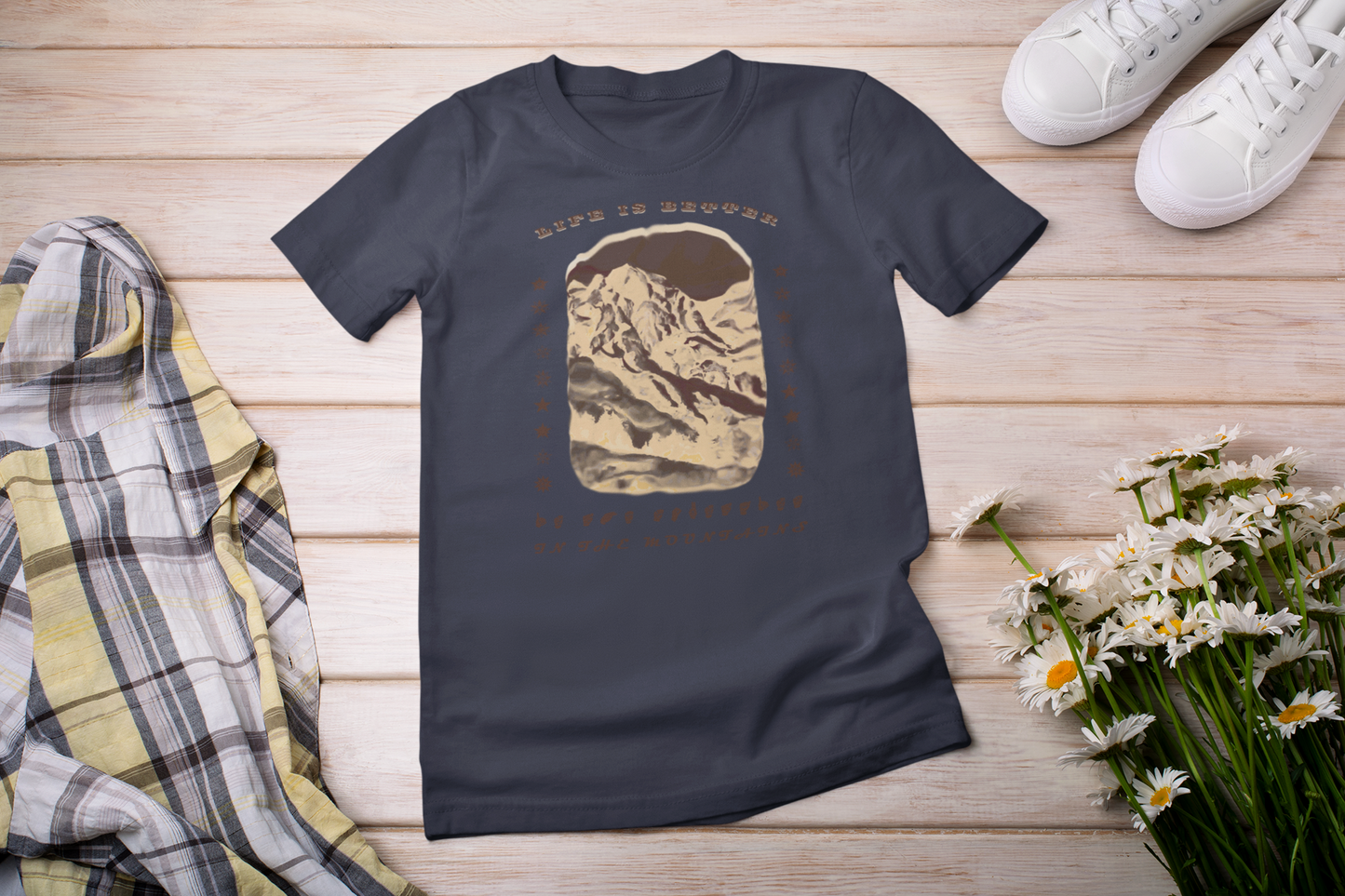 Life is better in the Mountains ASL T-Shirt for Adventure Lovers, Trip Shirt, Travel Gifts, Vacation Tee, Wanderlust Apparel Dark Style