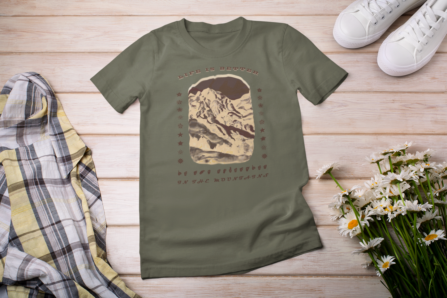 Life is better in the Mountains ASL T-Shirt for Adventure Lovers, Trip Shirt, Travel Gifts, Vacation Tee, Wanderlust Apparel Dark Style