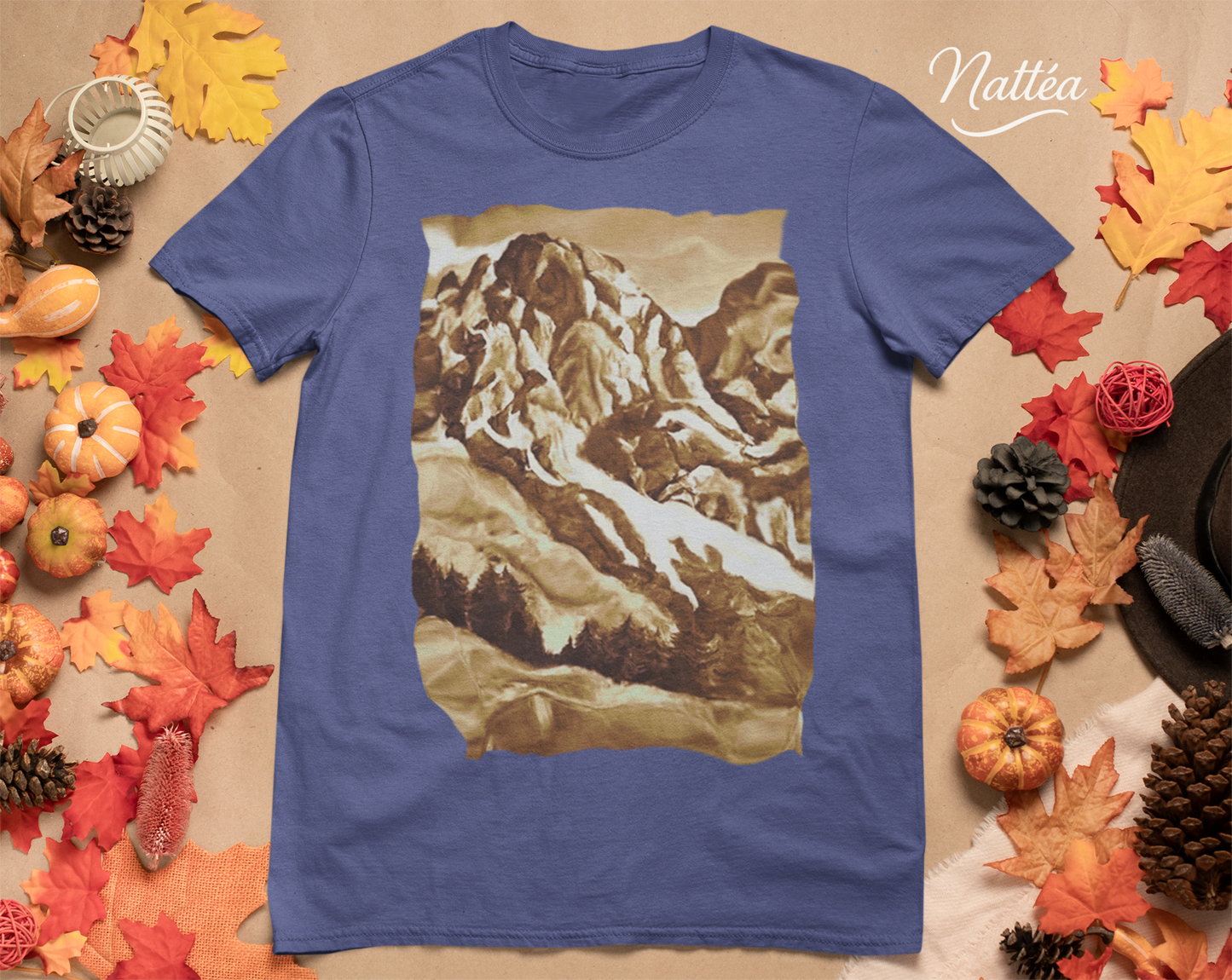 Vintage Mountain T-Shirt Design from Original Painting