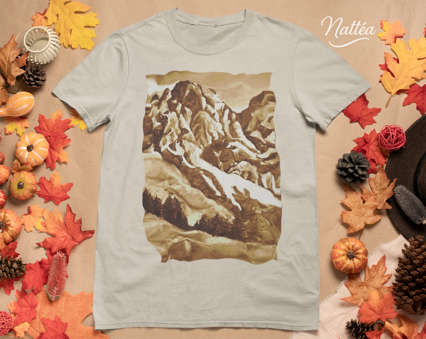 Vintage Mountain T-Shirt Design from Original Painting