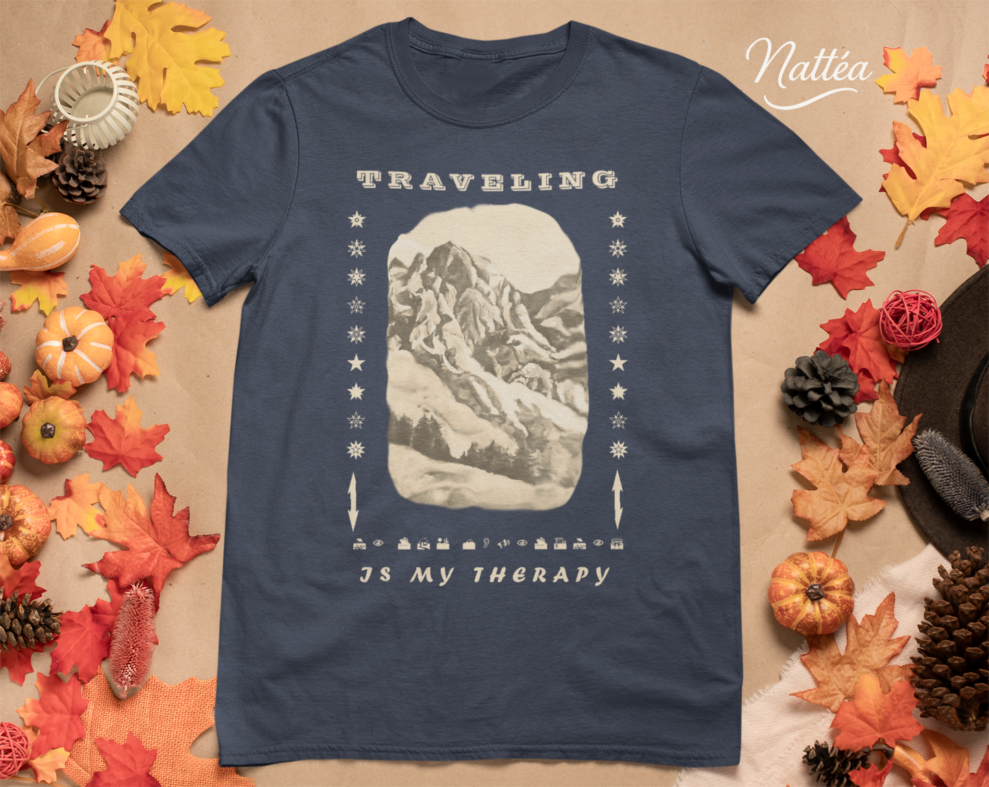 Traveling is my Therapy l Light Vintage Mountain Scene from Oil Painting