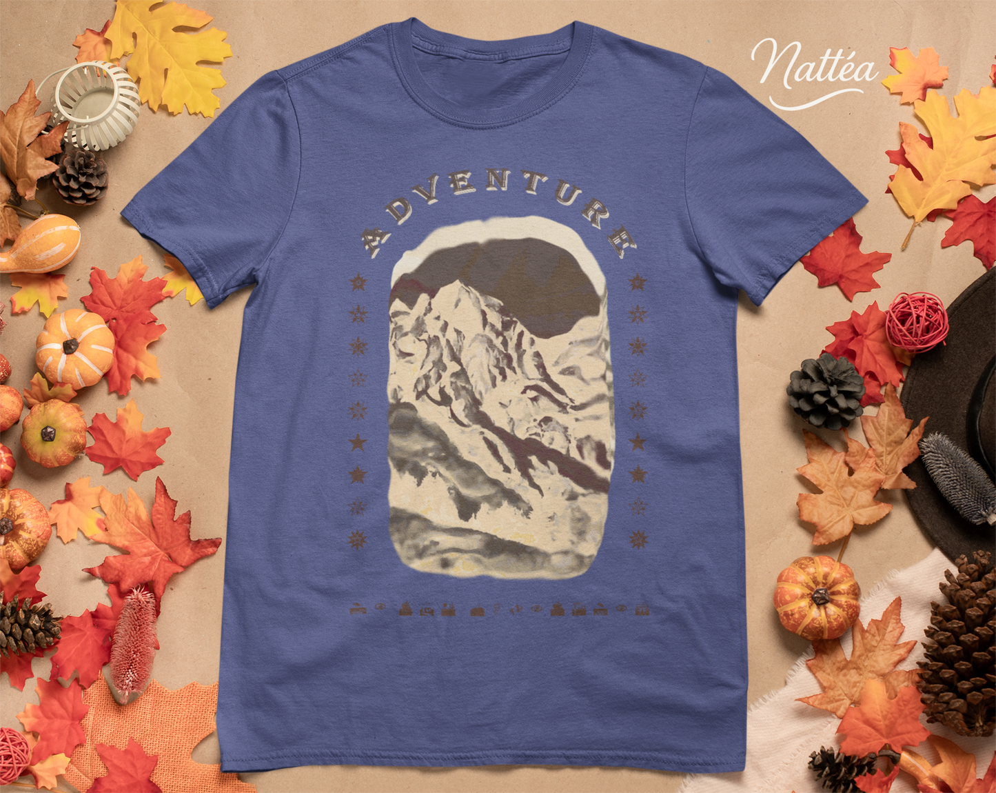 Adventure T-Shirt – Dark Vintage Mountain Scene from Oil Painting