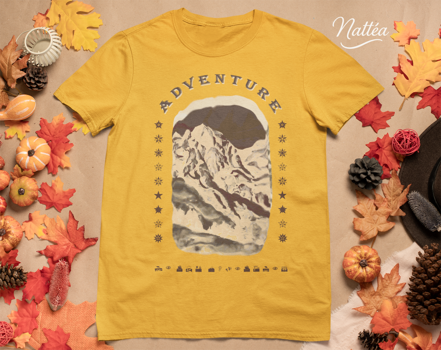Adventure T-Shirt – Dark Vintage Mountain Scene from Oil Painting