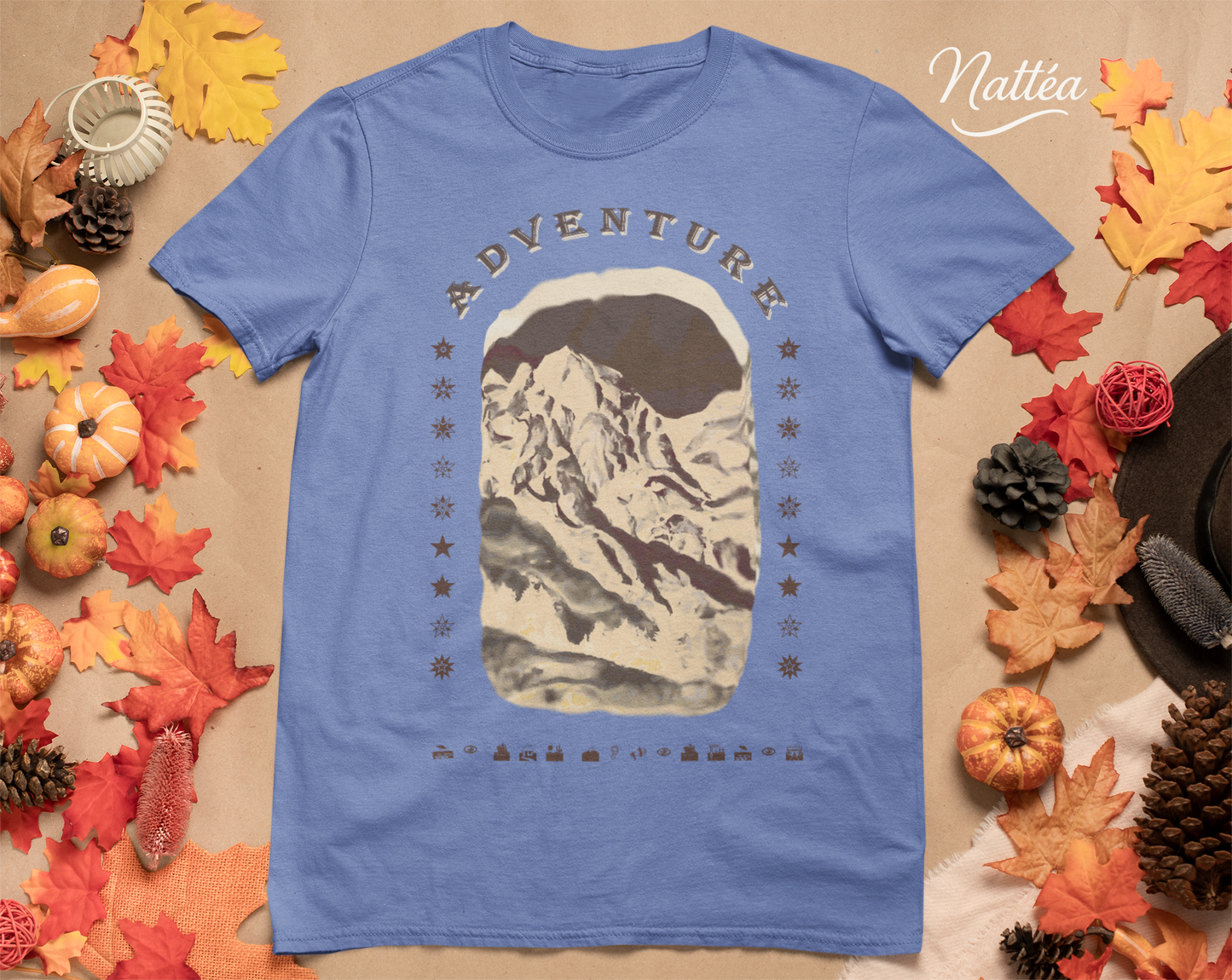 Adventure T-Shirt – Dark Vintage Mountain Scene from Oil Painting