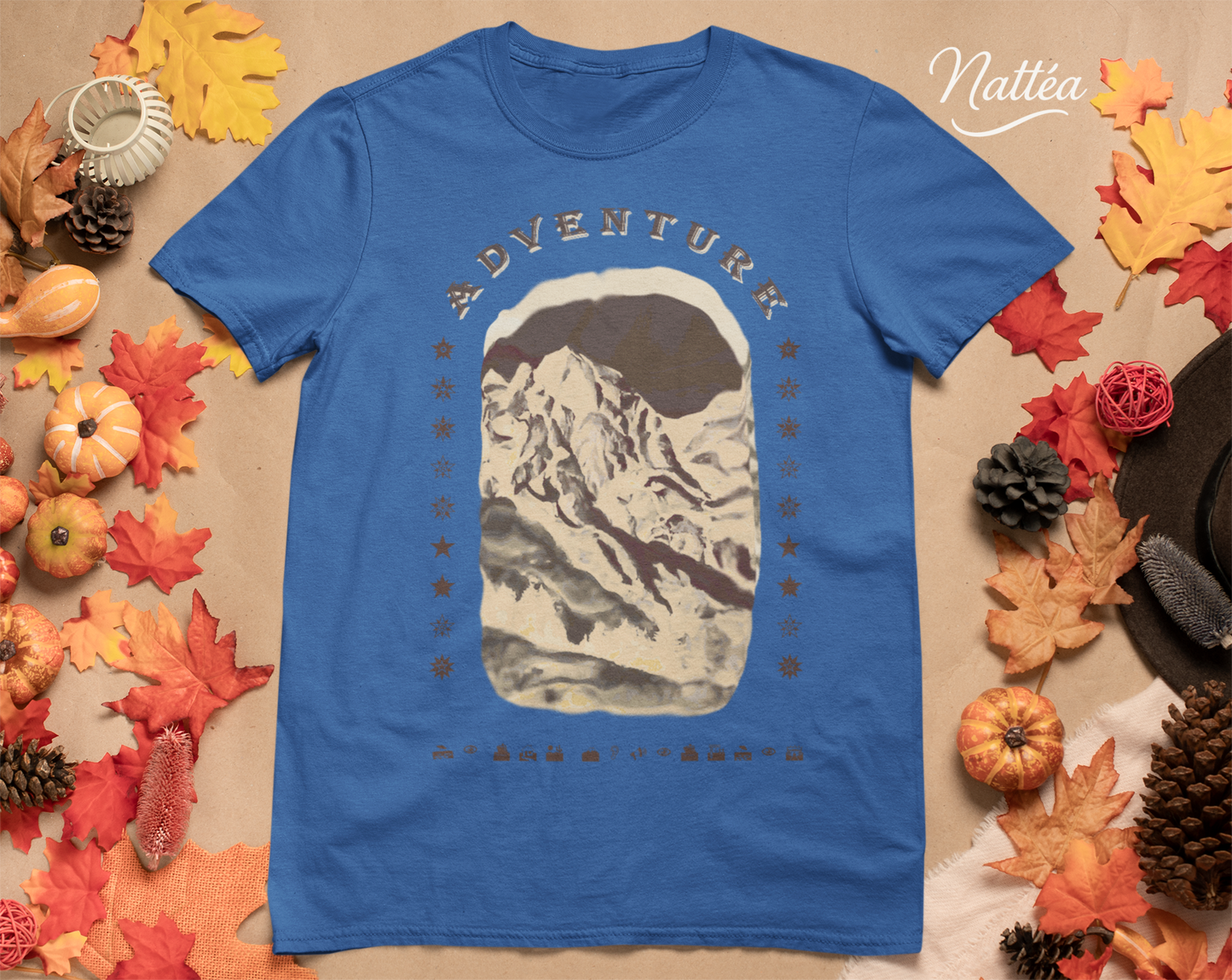 Adventure T-Shirt – Dark Vintage Mountain Scene from Oil Painting