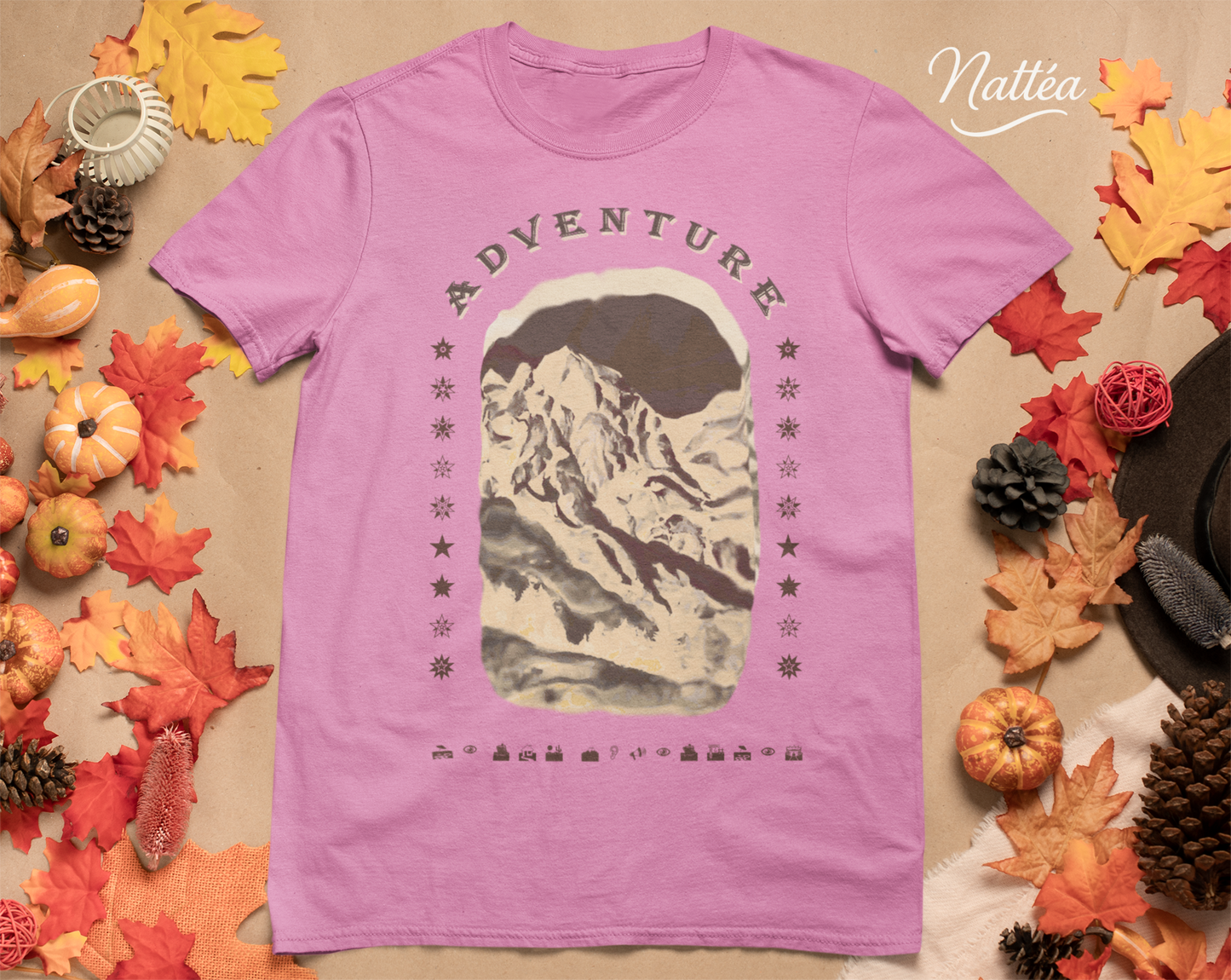 Adventure T-Shirt – Dark Vintage Mountain Scene from Oil Painting