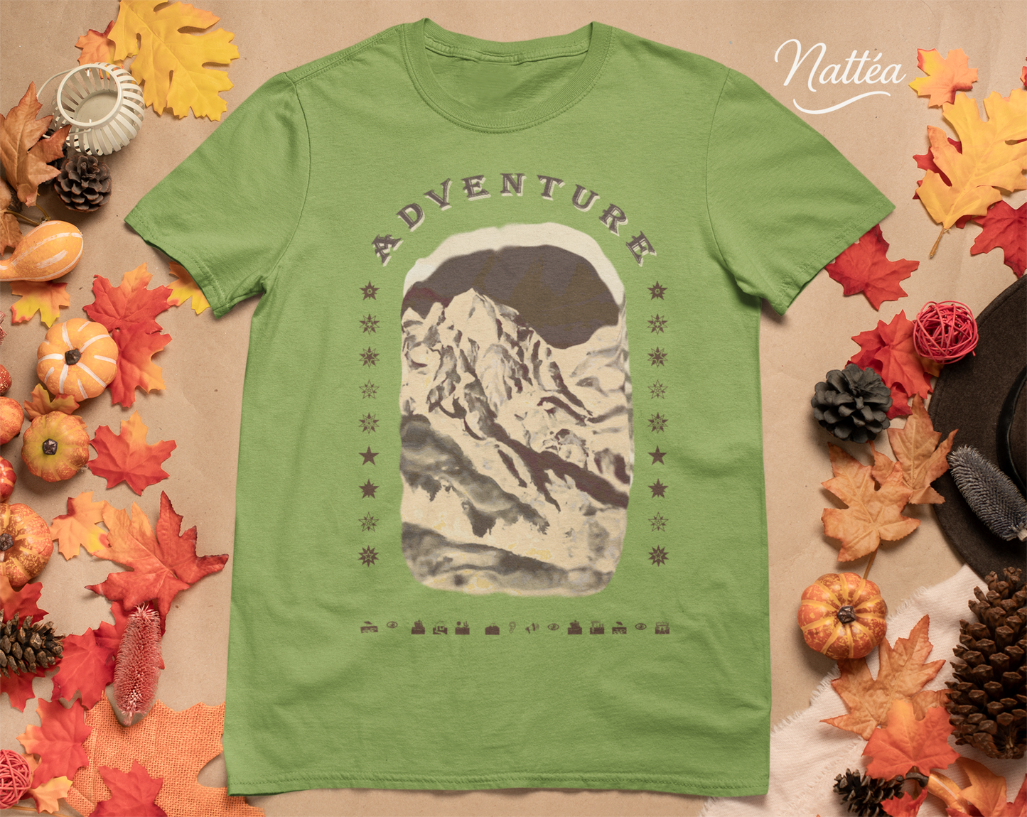 Adventure T-Shirt – Dark Vintage Mountain Scene from Oil Painting