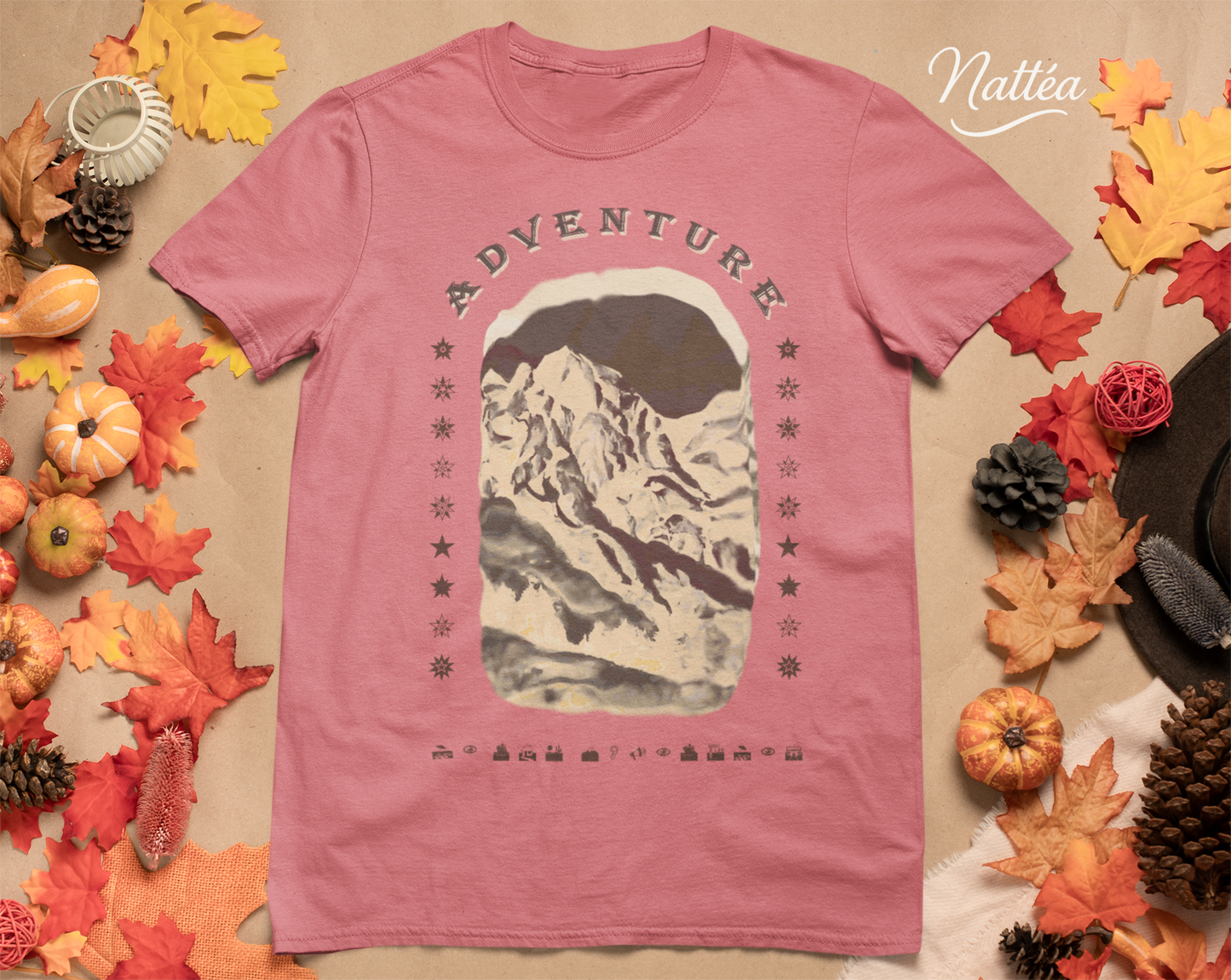 Adventure T-Shirt – Dark Vintage Mountain Scene from Oil Painting