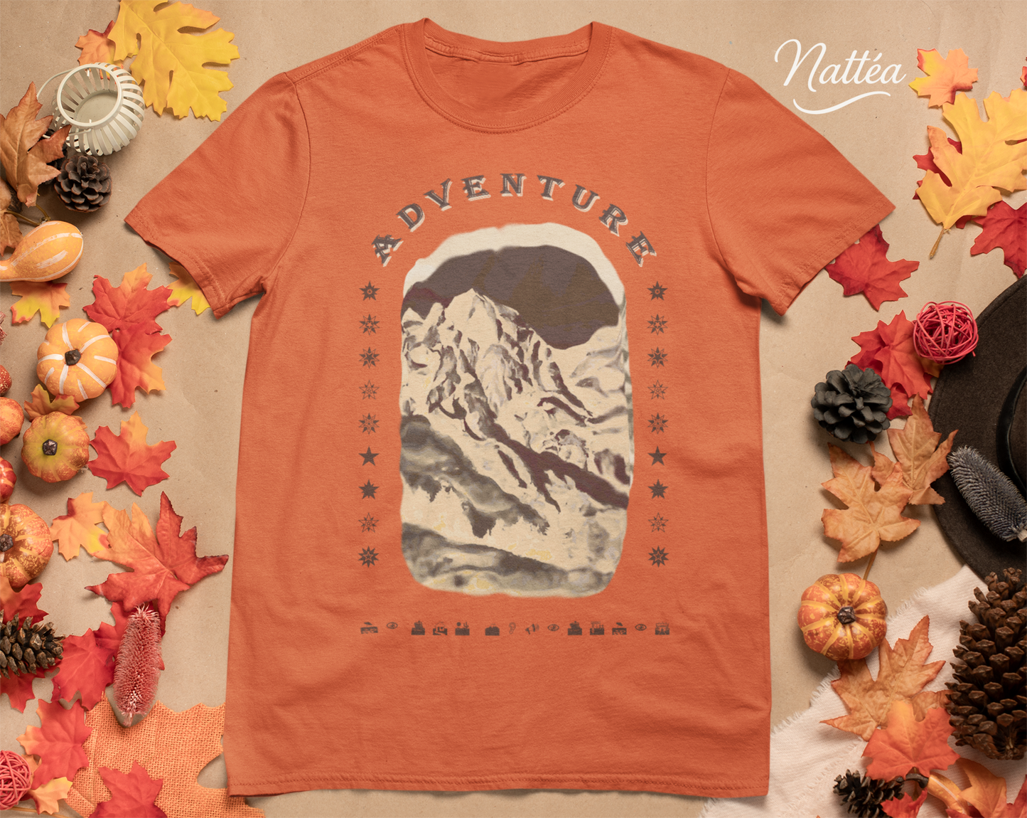 Adventure T-Shirt – Dark Vintage Mountain Scene from Oil Painting