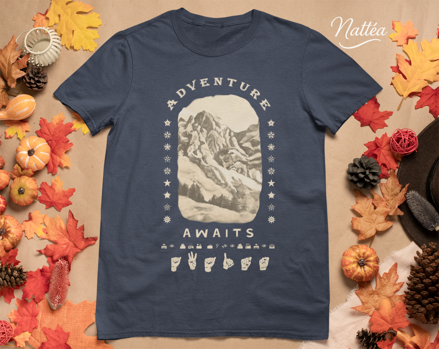 Adventure Awaits T-Shirt – ASL Vintage Mountain Scene from Oil Painting