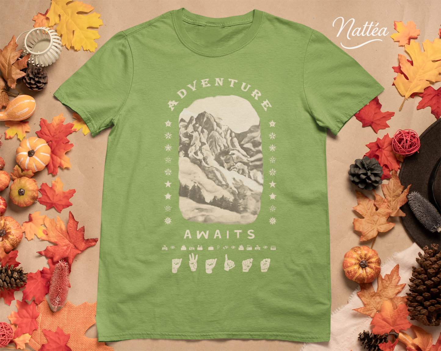 Adventure Awaits T-Shirt – ASL Vintage Mountain Scene from Oil Painting